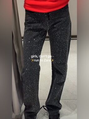 Zara Black Embellished mid rise fit